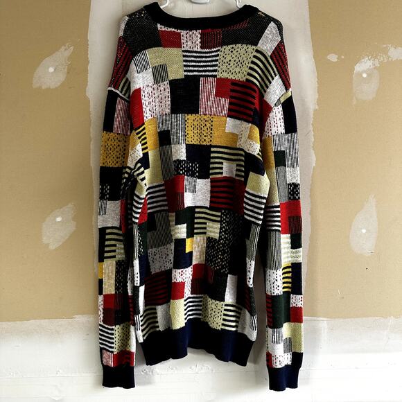 Urban Outfitters O'Hanlon Patchwork Print Sweater Crew Neck Rib Trim Multi L - Picture 5 of 5
